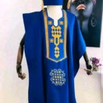 Royal Blue Traditional Attire with Golden Embroidery