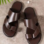 Elegant Brown Leather Crisscross Sandals – Comfortable Everyday Wear